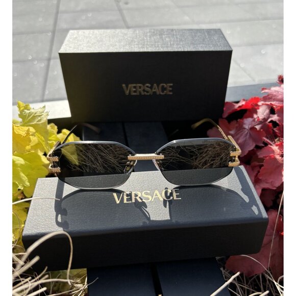 Versace VE2274 100287 Gold/Dark Grey Oval Women Sunglasses Authentic main image 7